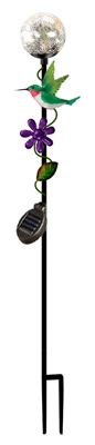 Solar Stake Light, Color-Changing Ball With Hummingbird