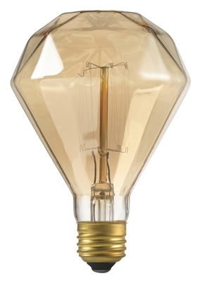 40W, Designer DIAMANTE Amber Bulb, Incandescent