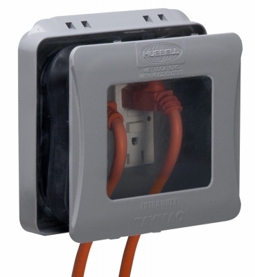 Outlet Cover, 2-Gang, Expandable, Gray