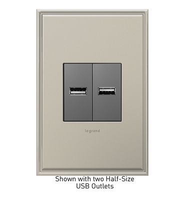 USB Outlet, Magnesium, 1/2 Size