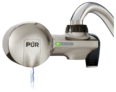 Horizontal Faucet-Mount Water Filter, Stainless Steel