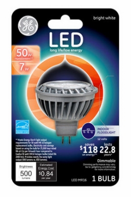 LED Flood Light Bulb, Bright White, Clear, 500 Lumens, 7-Watts