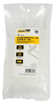 Horizontal ID Cable Tie, 4-In., 100-Pk.