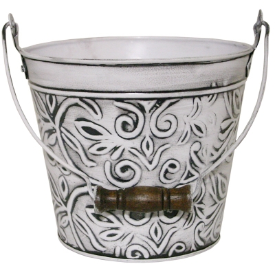 8 inch WHT Floral Planter