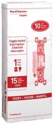 10-Pack 15-Amp 120-Volt Single Pole Toggle Light Switch, Ivory