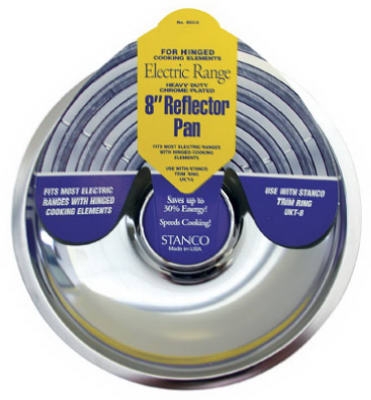 Electric Range Reflector Pan, Fixed-Element, Chrome, 8-In.