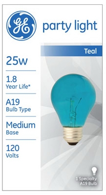 25-Watt Transparent Teal Party Bulb
