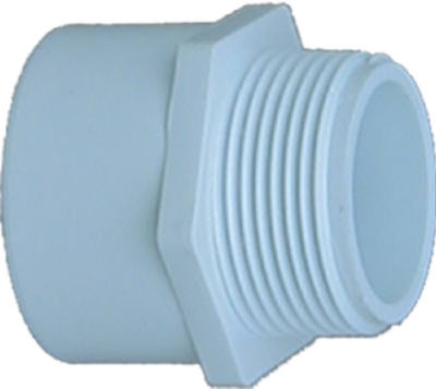 PVC Pressure Pipe Fitting, Male Adapter, White PVC, 2-In.