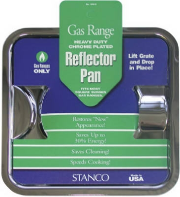 Gas Range Reflector Pan, Square, Chrome 7.75-In.