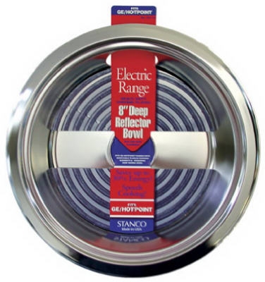 Electric Range Reflector Bowl, Deep Inset, Chrome, 8-In.