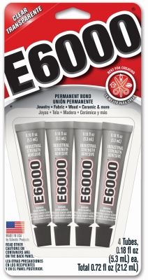 E6000 Industrial Strength Adhesive, 0.18-oz., 4-Pk.