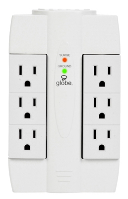 Swivel Surge Tap, 6-Outlet, 2-USB, White