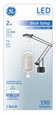LED Light Bulb, T3, Warm White, Frosted, Non-Dimmable, 190 Lumens, 2-Watts