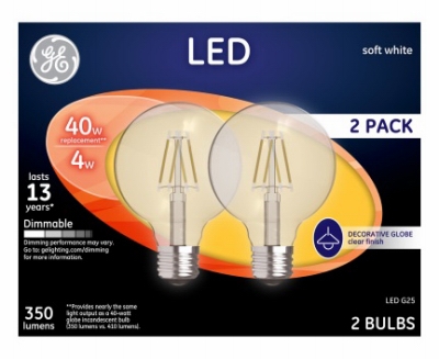 GE2PK 2.8W LED G25 Bulb