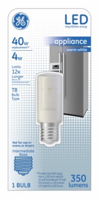LED Light Bulb, T8, Warm White, Frosted, 350 Lumens, 4-Watts