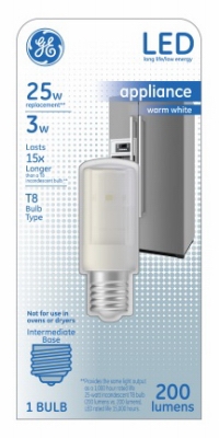 LED Light Bulb, T8, Warm White, Frosted, 200 Lumens, 3-Watts
