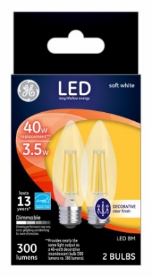 GE 2PK CLR Blunt Bulb