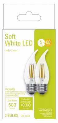 2PK 5W CLR MED Bulb
