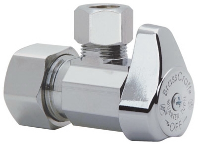 Angle Valve, Chrome, 5/8-In. OD Compression (1/2-In. Nominal Compression) x 3/8-In. OD Compression