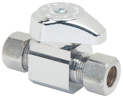 Compression Outlet, Straight Valve, Chrome, 3/8-In. OD Compression x 3/8-In. OD