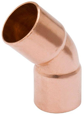 Pipe Fitting, Wrot Copper Elbow, 45 Degree, 1-1/4-In.