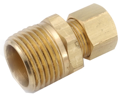 Brass Connector, 3/8-In. Compression x 1/2-In. Male Pipe Thread