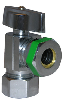 Angle Valve, Quarter Turn, Chrome, 5/8-In. O.D. Compression Inlet x 7/16 - 1/2-In. Slip Joint Outlet