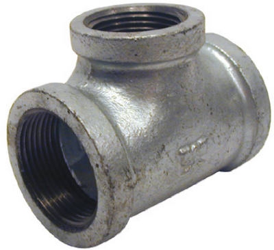 Pipe Fitting, Galvanized Reducing Tee, 1 x 3/4-In.