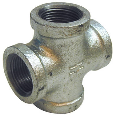 Pipe Fittings, Galvanized Cross, 3/4-In.