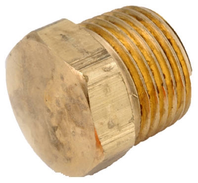 Pipe Fitting, Hex Head Plug, Lead-Free Brass, 3/8-In.