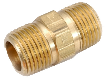 Pipe Fitting, Hex Nipple, Lead-Free Brass, 3/4-In.