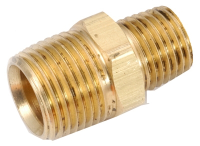 Pipe Fitting, Hex Reducing Nipple, Lead-Free Brass, 3/8 x 1/4-In.