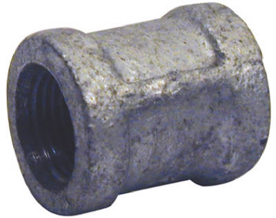Pipe Fitting, Galvanized Coupling With Stop, 1-In.