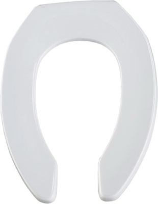 Elongated Commercial Plastic Open Front Toilet Seat, STA-TITE  Hinge, White