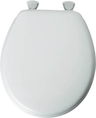 Round Molded Wood Toilet Seat, Easy-Clean & Change  Hinge, White