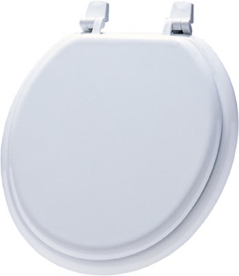 Round Molded Wood Toilet Seat, White
