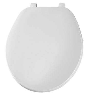 Round Plastic Toilet Seat, Top-Tite  Hinge, White