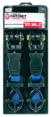 Ratchet Tie-Down, 1-In. x 15-Ft., 2-Pk.