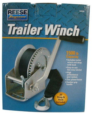 Winch, 20-Ft. Strap & Hook, 1,500-Lb.