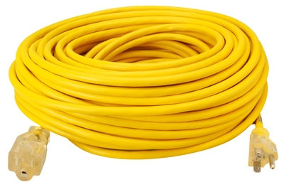 100-Ft. 12/3 SJEOW Yellow Contractor Grade Outdoor Extension Cord