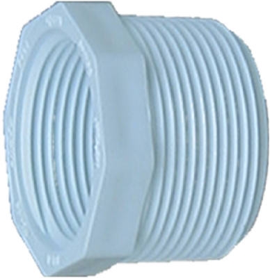 Pipe Fitting, PVC Reducing Bushing, White, 2 x 1-In.