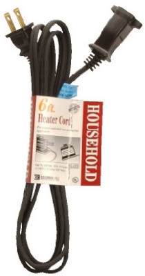 6-Ft. 16/2 HPN, Black Heater & Appliance Cord