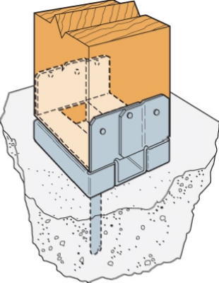 Adjustable Post Base Z-Max, 1-In. Standoff Ht., 16-Gauge Steel, 4 x 4-In.