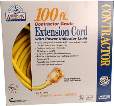 100-Ft. 10/3 Yellow Outdoor Cord