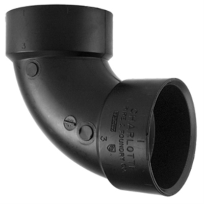 Pipe Elbow, ABS DWV, 90 Degree, 2-In.