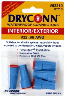 Wire Connector, Waterproof, 600-1000V, Aqua Blue/Red, Safety Sealed, 5-Pk.