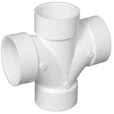 Pipe Fitting, PVC Double Sanitary Tee, 3-In.