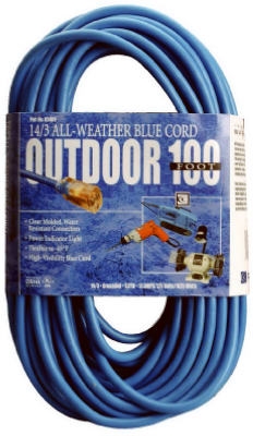 100-Ft. 14/3 SJTW-A Blue Extension Cord