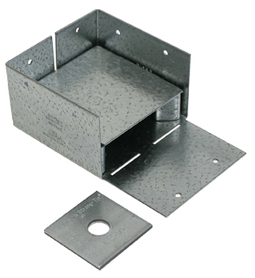 Adjustable Post Base, 1-In. Stand Off Ht.,16-Gauge Steel, 4 x 4-In.