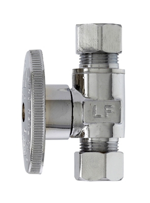 Straight Supply Stop Valve, Chrome, 3/8-In. O.D. Compression x 3/8-In. O.D. Compression